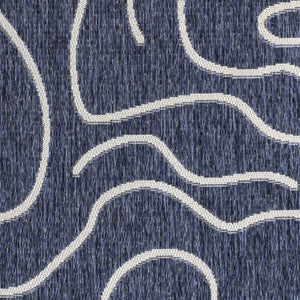 HomeRoots 5' X 8' Navy Blue And Cream Abstract Area Rug – Durable, Stylish Accent for Indoor & Outdoor Spaces 704683
