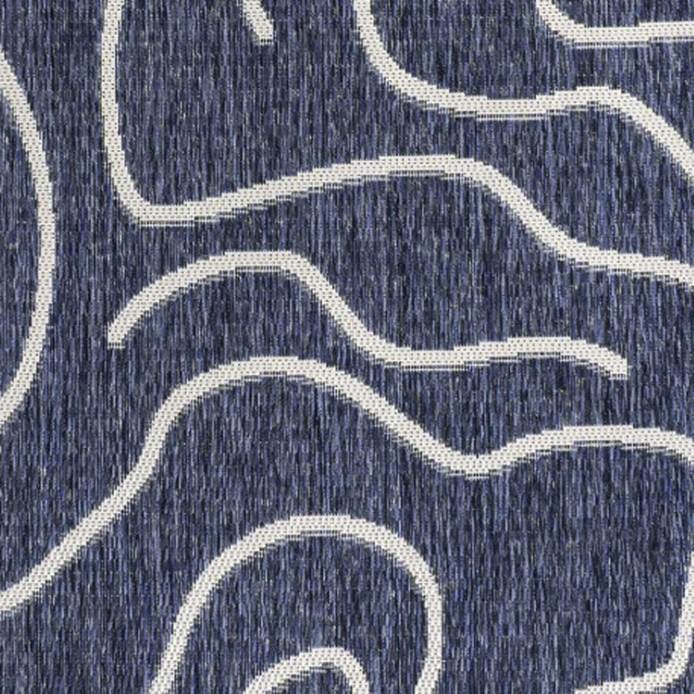 HomeRoots 8' X 10' Navy Blue and Cream Abstract Area Rug - Stylish Indoor/Outdoor Décor for High Traffic Areas 704684