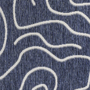 HomeRoots 8' X 10' Navy Blue and Cream Abstract Area Rug - Stylish Indoor/Outdoor Décor for High Traffic Areas 704684