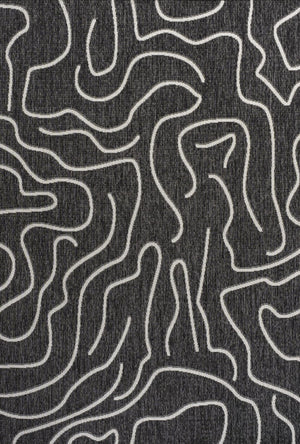 HomeRoots 4' Black and Cream Abstract Area Rug - Versatile Indoor/Outdoor Style for Modern Living Spaces 704687