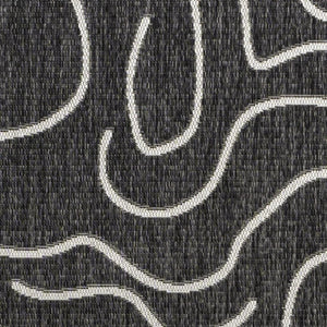 HomeRoots 5' X 8' Black and Cream Abstract Area Rug - Stylish Indoor & Outdoor Modern Accent for Any Space 704688