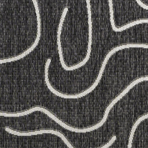 HomeRoots 5' X 8' Black and Cream Abstract Area Rug - Stylish Indoor & Outdoor Modern Accent for Any Space 704688