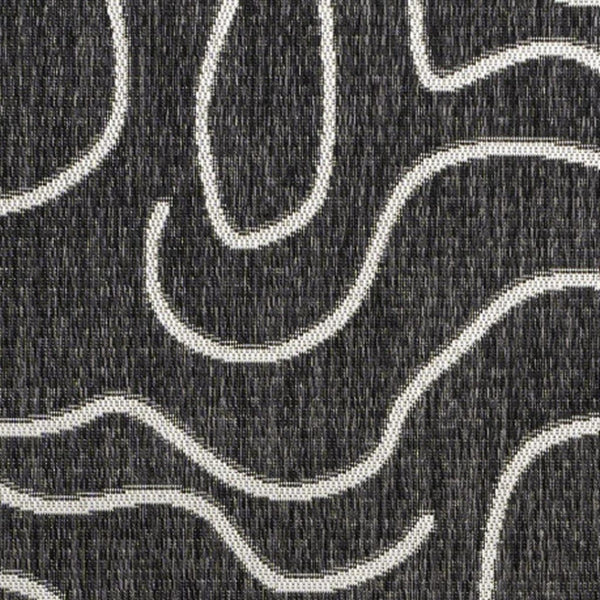 HomeRoots 8' X 10' Stylish Black and Cream Abstract Area Rug – Durable, Versatile, Perfect for Indoor/Outdoor Use! 704689