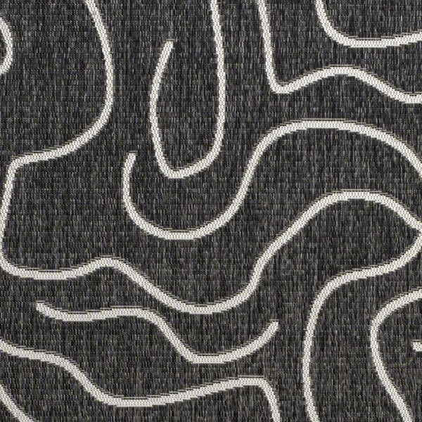 HomeRoots 8' X 10' Stylish Black and Cream Abstract Area Rug – Durable, Versatile, Perfect for Indoor/Outdoor Use! 704689