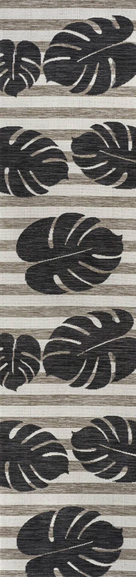 HomeRoots 8' Black and Beige Floral Runner Rug – Stylish Indoor/Outdoor Design, Durable & Easy Care for All Spaces 704690