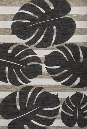 HomeRoots 4' Black and Beige Floral Area Rug – Versatile Indoor/Outdoor Design for Timeless Elegance and Style 704692