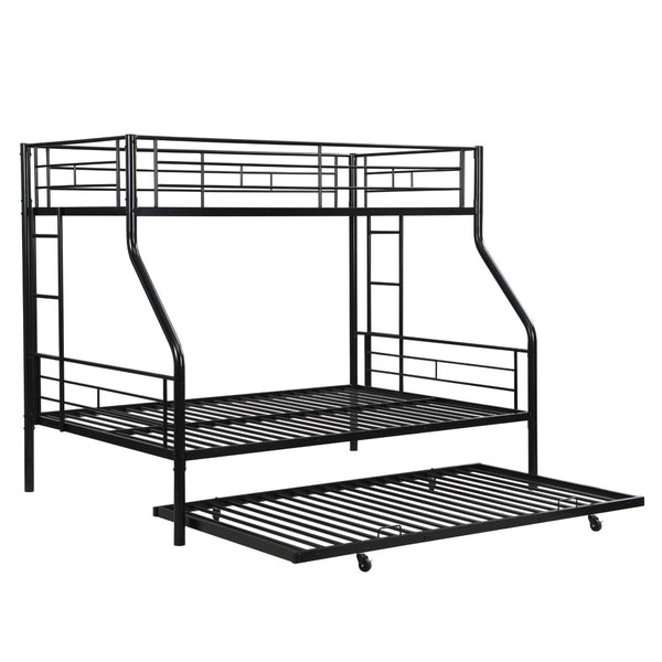 English Elm Twin Over Full Metal Bunk Bed With Trundle – Space-Saving, Easy Assembly, No Box Spring Needed! W311S00049-GIGA