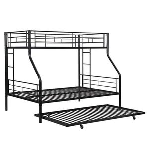 English Elm Twin Over Full Metal Bunk Bed With Trundle – Sturdy, Space-Saving Design, No Box Spring Needed! W311P297436-GIGA