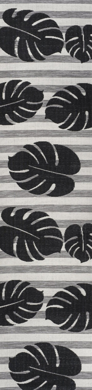 HomeRoots 8' Black and Gray Floral Runner Rug - Durable, Elegant Indoor/Outdoor Design for All Spaces 704695