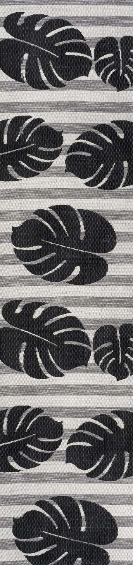 HomeRoots 8' Black and Gray Floral Runner Rug - Durable, Elegant Indoor/Outdoor Design for All Spaces 704695
