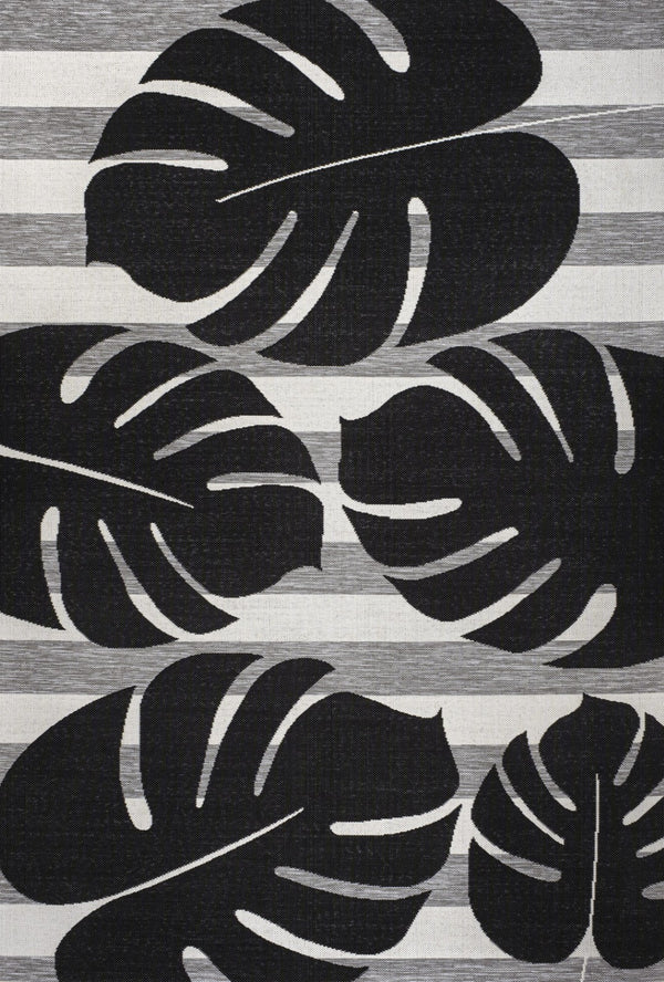 HomeRoots 5' X 8' Black and Gray Floral Area Rug - Elegant Indoor/Outdoor Design for Modern & Traditional Spaces 704698