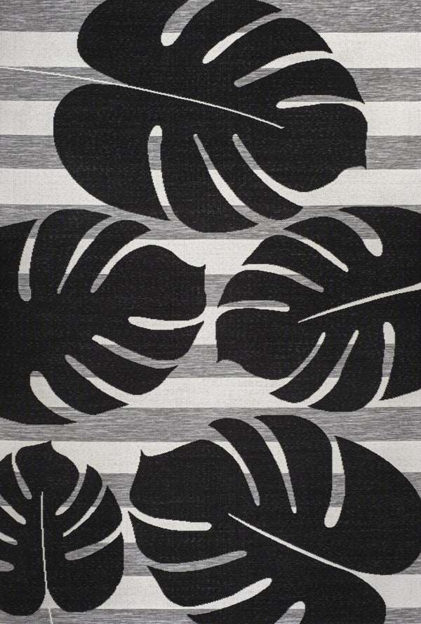 HomeRoots 5' X 8' Black and Gray Floral Area Rug - Elegant Indoor/Outdoor Design for Modern & Traditional Spaces 704698
