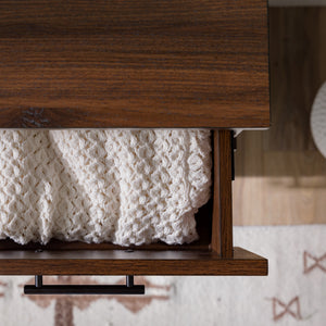 English Elm Walker Edison - Modern 4-Drawer Dresser Walnut with Tapered Metal Legs, Smooth Glides, Durable MDF Laminate Finish B185P326692