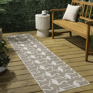 HomeRoots 8' Beige and White Animal Print Runner Rug - Durable Indoor/Outdoor Decor for High-Traffic Areas 704700