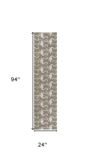 HomeRoots 8' Beige and White Animal Print Runner Rug - Durable Indoor/Outdoor Decor for High-Traffic Areas 704700