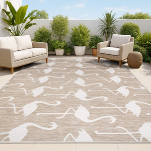 HomeRoots 3' X 5' Beige And White Animal Print Area Rug - Stylish, Durable, Indoor/Outdoor Use, Easy Care! 704701