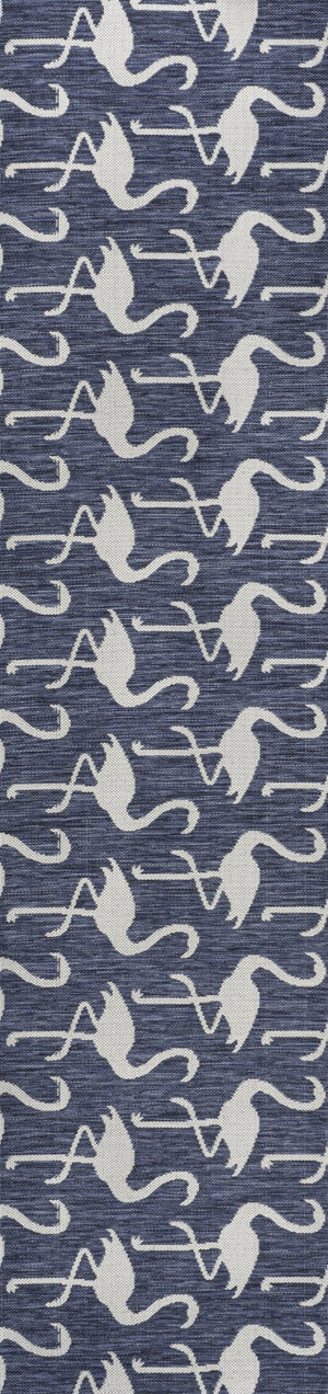 HomeRoots 8' Navy Blue Animal Print Indoor/Outdoor Runner Rug - Durable, Stylish, Easy to Clean, Versatile Use 704705