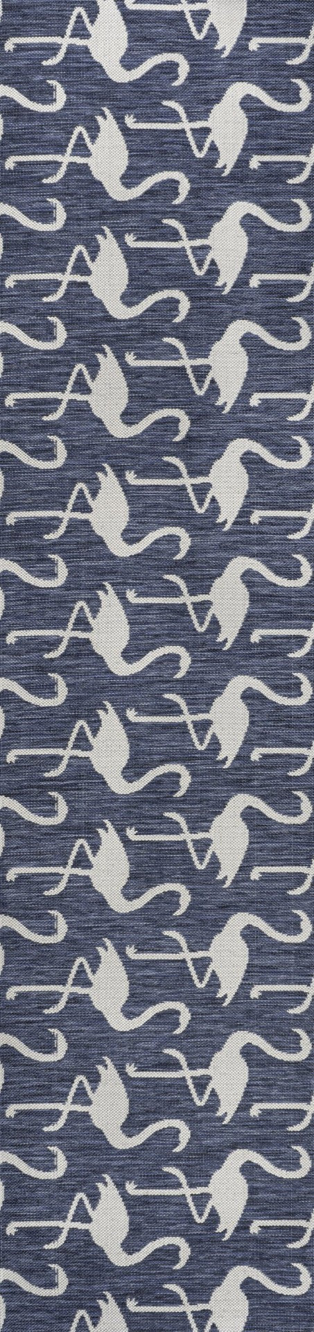 HomeRoots 8' Navy Blue Animal Print Indoor/Outdoor Runner Rug - Durable, Stylish, Easy to Clean, Versatile Use 704705
