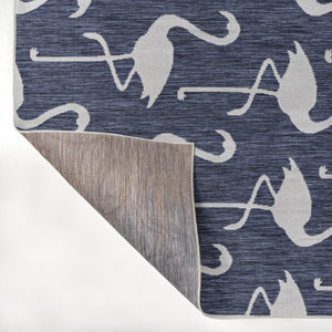 HomeRoots 8' Navy Blue Animal Print Indoor/Outdoor Runner Rug - Durable, Stylish, Easy to Clean, Versatile Use 704705