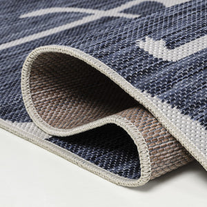 HomeRoots 8' Navy Blue Animal Print Indoor/Outdoor Runner Rug - Durable, Stylish, Easy to Clean, Versatile Use 704705