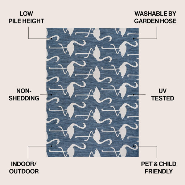 HomeRoots 4' Navy Blue and White Animal Print Area Rug - Chic Indoor/Outdoor Design, Durable & Easy Care 704707