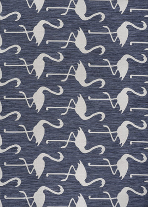 HomeRoots 5' Stylish Navy Blue & White Animal Print Area Rug – Durable Indoor/Outdoor Decor for Any Space 704708