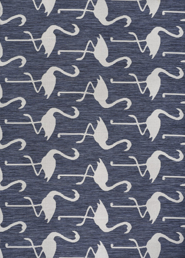HomeRoots 5' Stylish Navy Blue & White Animal Print Area Rug – Durable Indoor/Outdoor Decor for Any Space 704708