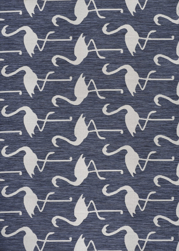 HomeRoots 8' Navy Blue and White Animal Print Area Rug - Stylish Indoor/Outdoor Decor, Durable & Easy Care 704709