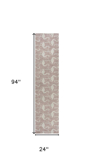 HomeRoots 8' Pink and Cream Animal Print Runner Rug - Stylish, Durable Indoor/Outdoor Accent for Any Space 704710