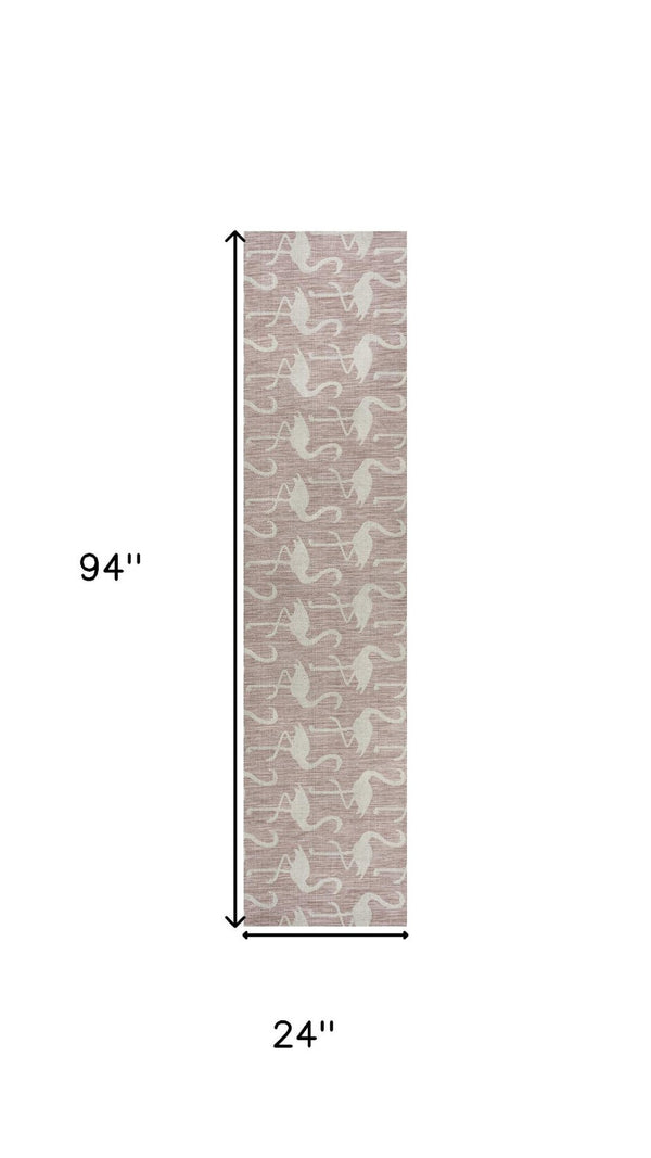 HomeRoots 8' Pink and Cream Animal Print Runner Rug - Stylish, Durable Indoor/Outdoor Accent for Any Space 704710