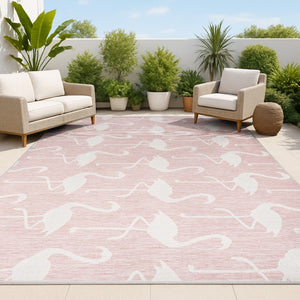 HomeRoots 3' X 5' Stylish Pink and Cream Animal Print Area Rug – Durable, Easy-Clean Indoor/Outdoor Accent! 704711