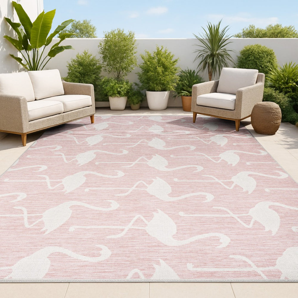 HomeRoots 4' Stylish Pink and Cream Animal Print Area Rug for Indoor/Outdoor Use – Durable, Low-Pile Design 704712