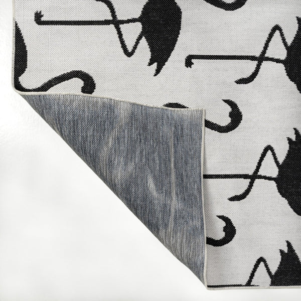 HomeRoots 8' White and Black Animal Print Runner Rug – Durable, Stylish Indoor/Outdoor Accent for Any Space 704715