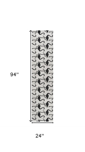HomeRoots 8' White and Black Animal Print Runner Rug – Durable, Stylish Indoor/Outdoor Accent for Any Space 704715