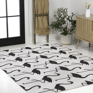HomeRoots 5' X 8' Bold White and Black Animal Print Area Rug for Indoor/Outdoor Use – Stylish & Durable Design 704718