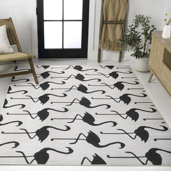 HomeRoots 5' X 8' Bold White and Black Animal Print Area Rug for Indoor/Outdoor Use – Stylish & Durable Design 704718