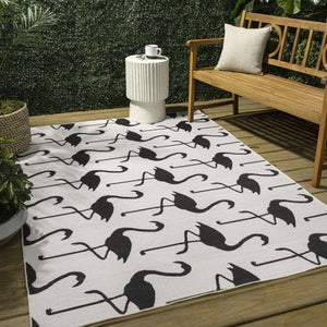 HomeRoots 5' X 8' Bold White and Black Animal Print Area Rug for Indoor/Outdoor Use – Stylish & Durable Design 704718