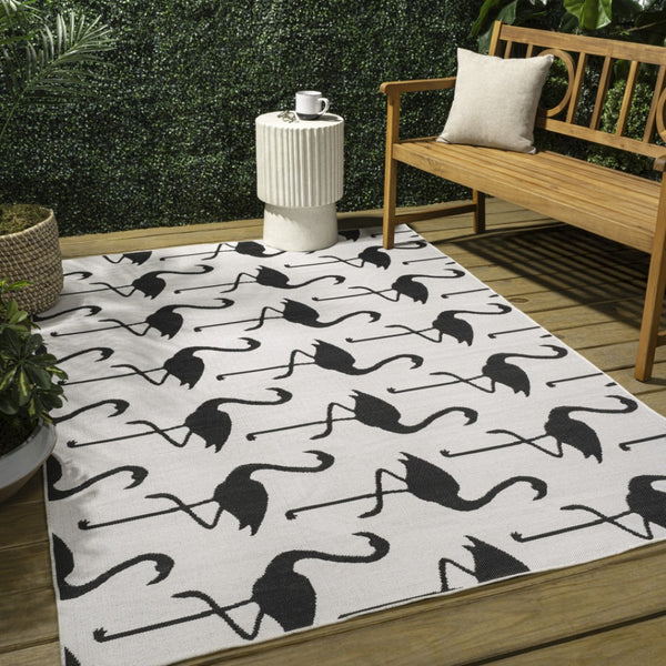 HomeRoots 5' X 8' Bold White and Black Animal Print Area Rug for Indoor/Outdoor Use – Stylish & Durable Design 704718