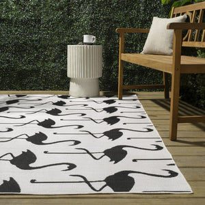 HomeRoots 5' X 8' Bold White and Black Animal Print Area Rug for Indoor/Outdoor Use – Stylish & Durable Design 704718