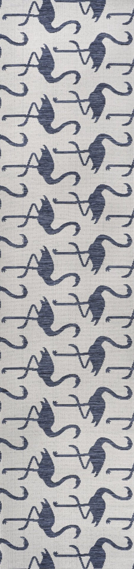 HomeRoots 8' Stylish White and Navy Blue Animal Print Runner Rug – Durable, Versatile for Indoor and Outdoor Use! 704720