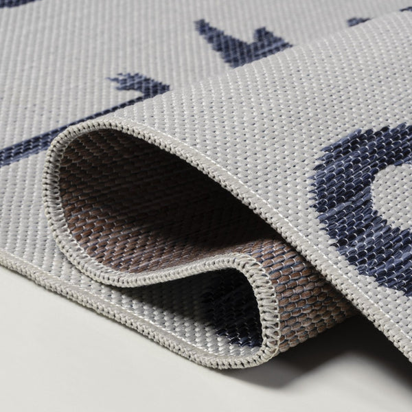 HomeRoots 8' Stylish White and Navy Blue Animal Print Runner Rug – Durable, Versatile for Indoor and Outdoor Use! 704720