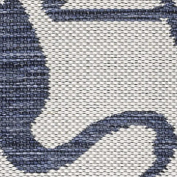 HomeRoots 8' Stylish White and Navy Blue Animal Print Runner Rug – Durable, Versatile for Indoor and Outdoor Use! 704720