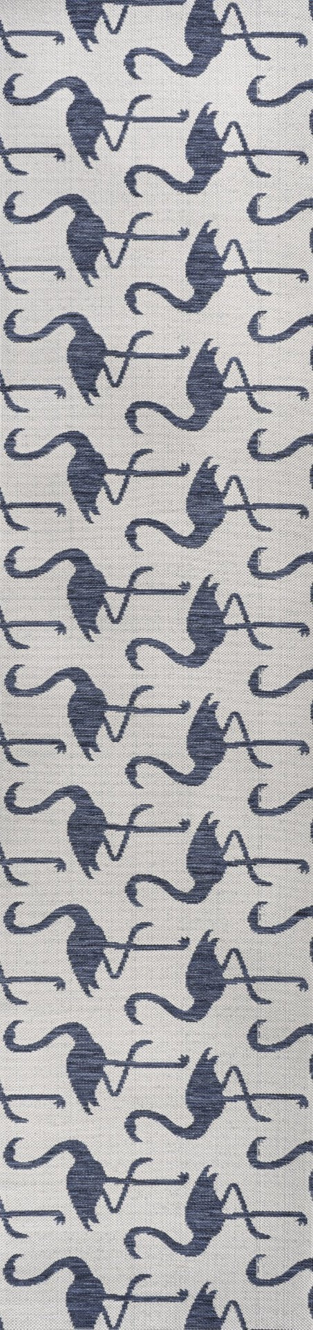 HomeRoots 8' Stylish White and Navy Blue Animal Print Runner Rug – Durable, Versatile for Indoor and Outdoor Use! 704720