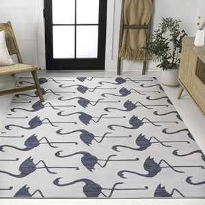 HomeRoots 4' X 6' Versatile White and Navy Blue Animal Print Area Rug - Perfect for Indoor and Outdoor Use! 704722