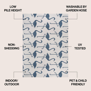 HomeRoots 4' X 6' Versatile White and Navy Blue Animal Print Area Rug - Perfect for Indoor and Outdoor Use! 704722