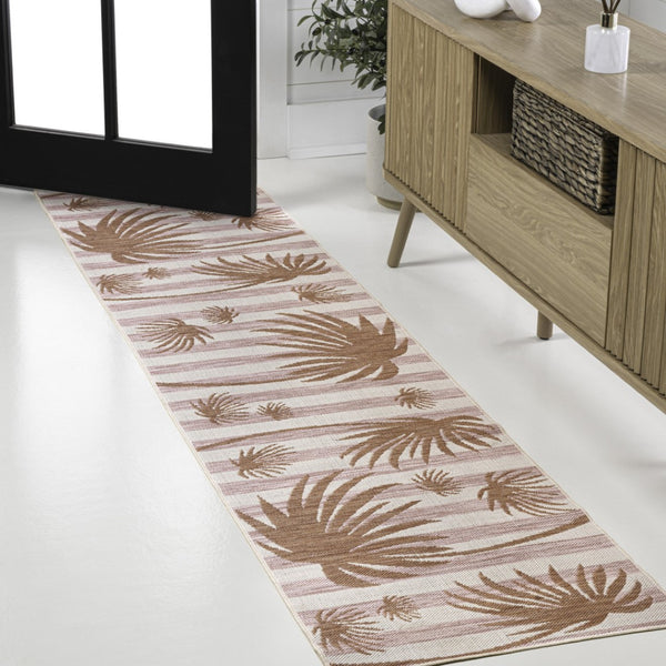 HomeRoots 8' Pink And Cream Floral Runner Rug - Durable Indoor/Outdoor Accent for High-Traffic Areas & Style 704725