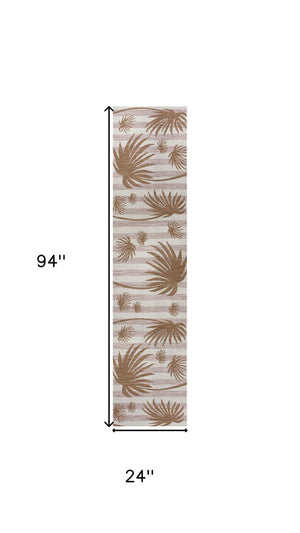 HomeRoots 8' Pink And Cream Floral Runner Rug - Durable Indoor/Outdoor Accent for High-Traffic Areas & Style 704725