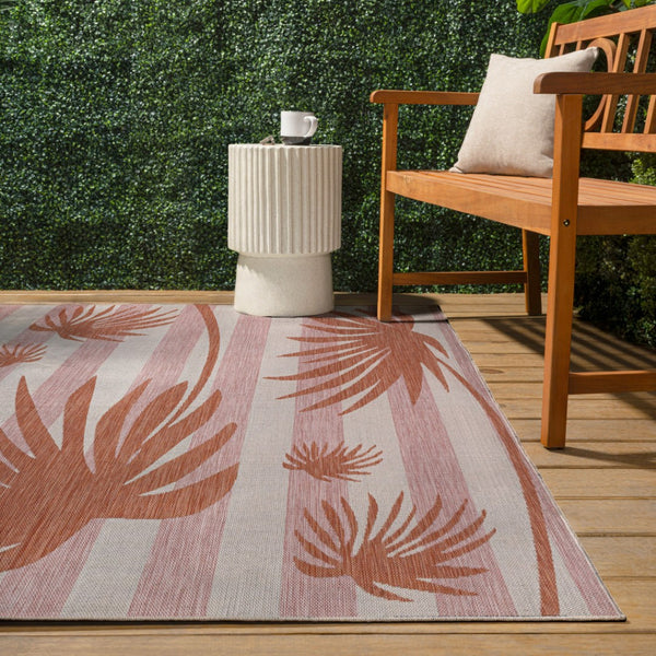 HomeRoots 4' X 6' Pink And Cream Floral Area Rug - Durable, Fade-Resistant, Perfect for Indoor or Outdoor Spaces 704727