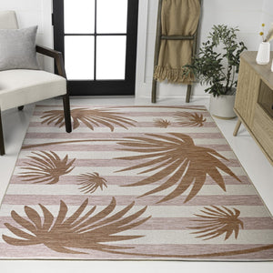HomeRoots 5' Pink and Cream Floral Area Rug - Versatile Indoor/Outdoor Design for Stylish Spaces and Easy Care 704728