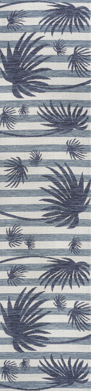 HomeRoots 8' Navy Blue & Cream Floral Runner Rug – Elegant Indoor/Outdoor Accent for Hallways & Patios 704730